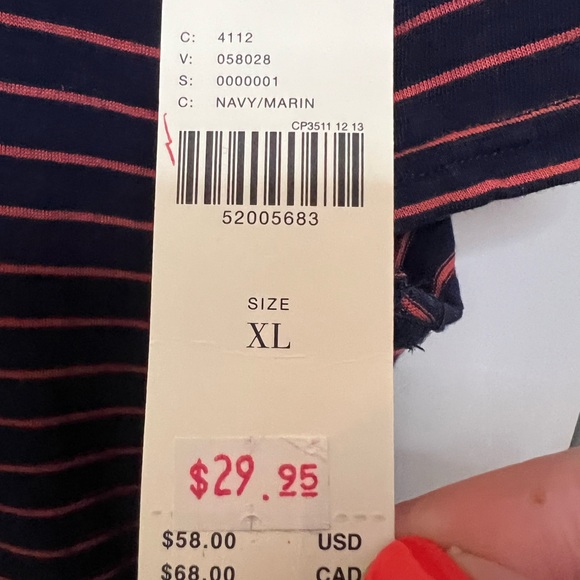 NWT Anthropologie Striped Ruffle-back Crew Neck Short Sleeve Tee XL - Picture 3 of 6